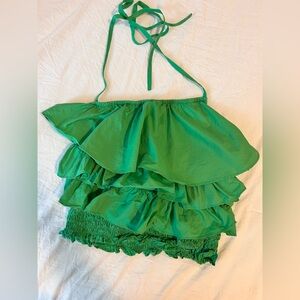Green Ruffle Top